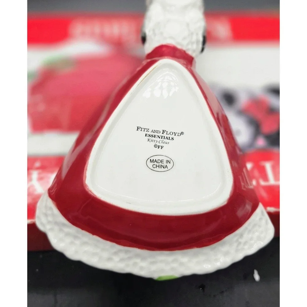 Fitz and Floyd Kitty Claus Tidbit Dish‎ New in Box Red Hat